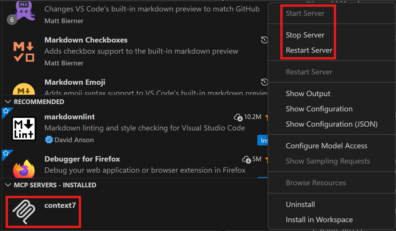 VS Code server status